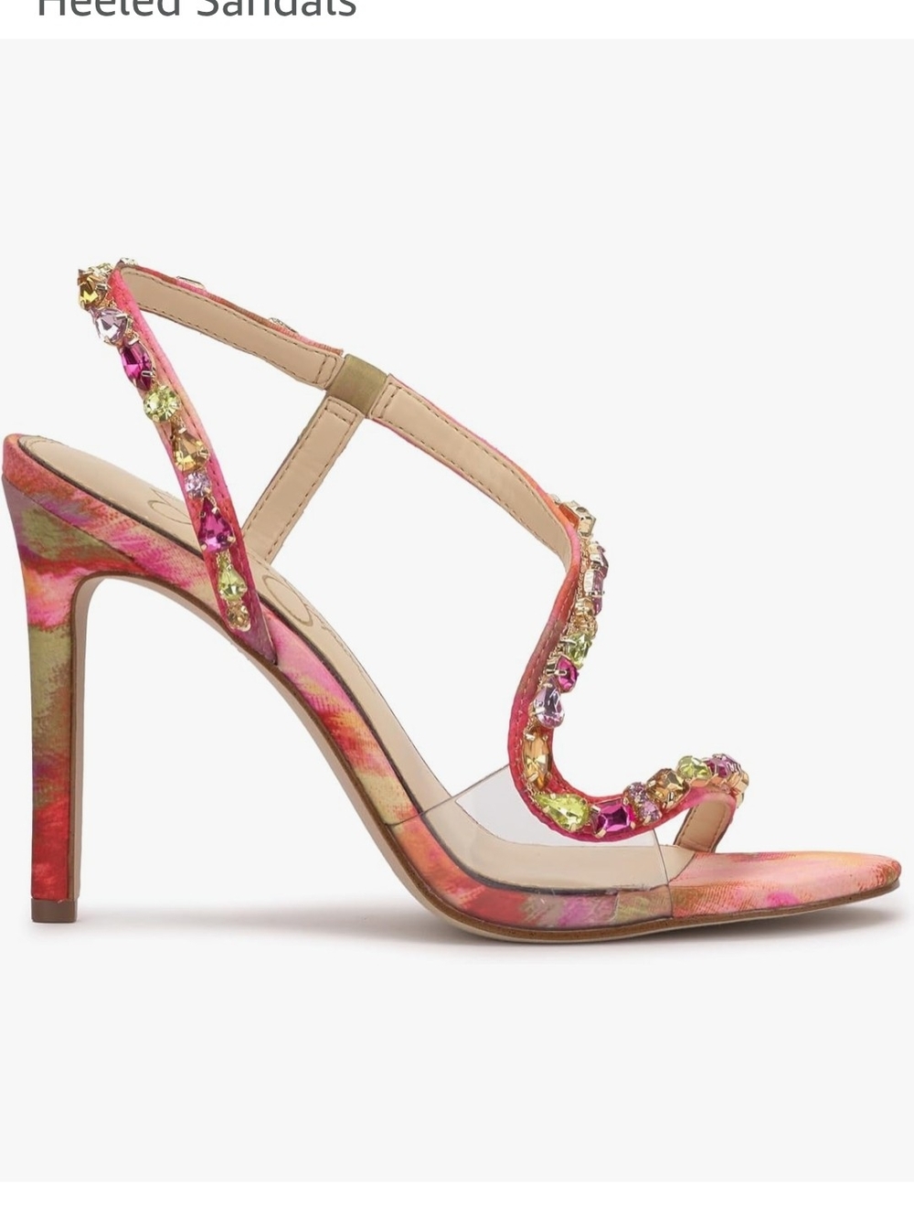 Jessica Simpson Coral and Gold Jeweled Strappy Heels